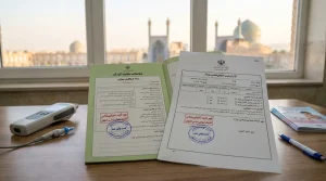 برگه شناسنامه غربالگری شنوایی نوزاد و مهر پاس شدن تست