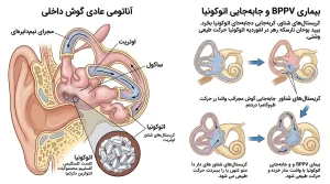 آناتومی گوش داخلی و جابه‌جایی کریستال‌های اتوکونیا در بیماری BPPV