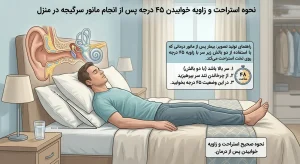 نحوه استراحت و زاویه خوابیدن ۴۵ درجه پس از انجام مانور سرگیجه در منزل